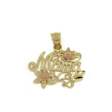 Load image into Gallery viewer, New 14k 2 color Gold mama madre mother flower Pendant charm fine women gift 1.8g
