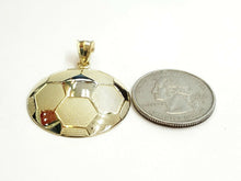 Load image into Gallery viewer, New 10k yellow Gold soccer ball Pendant charm sport fine gift jewelry 1.16" 4.4g
