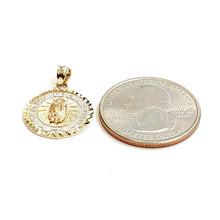 Load image into Gallery viewer, New 14k tri color gold round virgin Mary Guadalupe pendant charm gift 0.66" 1.7g
