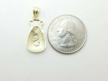 Load image into Gallery viewer, 10k yellow gold dollar sign money bag lucky pendant charm fine gift jewelry 1.4g
