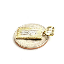 Load image into Gallery viewer, 10k two tone gold rectangular saint Jude juda pendant charm religious gift 1.3g
