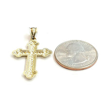 Load image into Gallery viewer, New 10k yellow gold nugget cross pendant charm fine jewelry religious gift 1.6g
