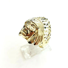 Load image into Gallery viewer, 10k yellow gold native American Indian chief head mens Ring diamond cut Size 9.5
