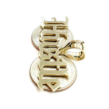 Load image into Gallery viewer, New 10k yellow Gold Hustle word Pendant charm polished shiny fine jewelry 6.3g
