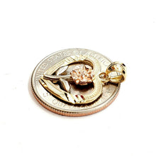 Load image into Gallery viewer, 14k 3 color solid Gold heart rose flower Pendant charm fine love jewelry 1.5g
