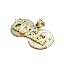 Load image into Gallery viewer, 10k yellow Gold Queen Crown Tiara Pendant charm diamond cut fine jewelry 4.4g
