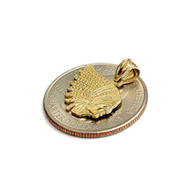 Load image into Gallery viewer, New 14k yellow Gold tiny apache chief face head Pendant gift fine jewelry 1.5g
