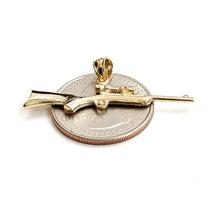 Load image into Gallery viewer, New 14k yellow Gold 3D gun rifle Pendant charm polished fine jewelry gift 3.1g
