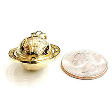 Load image into Gallery viewer, 10k yellow gold 3D Spinning round globe planet earth world map pendant 1" 9.2g
