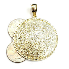 Load image into Gallery viewer, 10k yellow Gold solid Aztec Mayan sun calendar Azteca pendant gift 1.87" 14.2g
