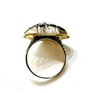 10k yellow gold ram head Aries zodiac men's Ring diamond cut jewelry Size 9.5