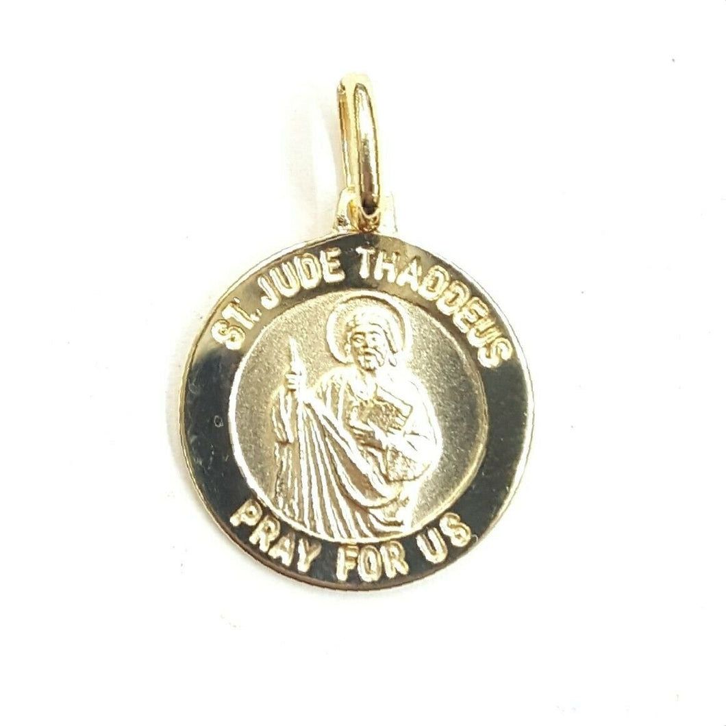 New 14k yellow gold round saint Jude Judah Thaddeus pendant religious 0.59