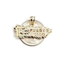 Load image into Gallery viewer, New 10k yellow gold Puerto Rico outline map pendant charm gift fine jewelry 2.6g
