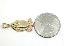 Load image into Gallery viewer, New 14k 2 tone gold praying hands pendant charm religious gift fine jewelry 1.9g
