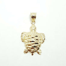 Load image into Gallery viewer, New 14k yellow gold turtle full body pendant charm diamond cut fine jewelry 1.7g
