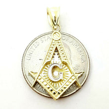 Load image into Gallery viewer, 10k two-tone solid Gold Freemason Masonic Pendant charm jewelry fine gift 2.9g
