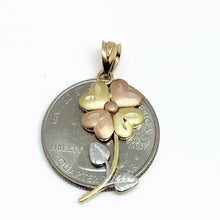 Load image into Gallery viewer, 14k 3 color Gold flower Pendant charm fine jewelry gift for her diamond cut 1.6g
