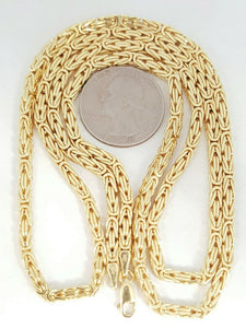 Men Women 10K solid Yellow Gold 3.3mm Byzantine Link Chain Necklace 29.75" 51.2g