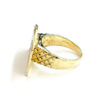 Load image into Gallery viewer, 10k yellow gold last supper religious men's Ring diamond cut jewelry Size 9.5

