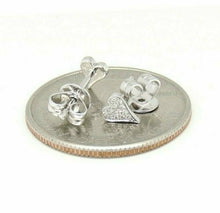 Load image into Gallery viewer, 14k white Gold 0.05Ct Round Diamonds heart stud Earrings Push Back Fastening

