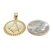 Load image into Gallery viewer, New 10k yellow Gold round Freemason Masonic Pendant 0.97" religious jewelry 3.9g
