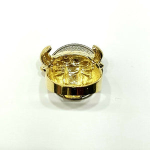 10k yellow gold bull head zodiac Taurus men's Ring diamond cut jewelry Size 9