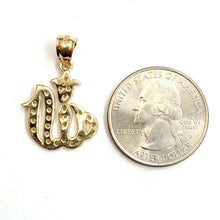 Load image into Gallery viewer, 10K Yellow Gold Allah Islamic God zirconia Pendant Charm religious jewelry 2.2g
