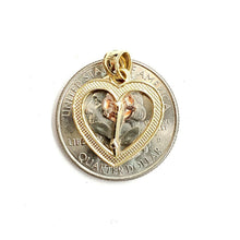 Load image into Gallery viewer, 14k 3 color solid Gold heart rose flower Pendant charm fine love jewelry 1.5g
