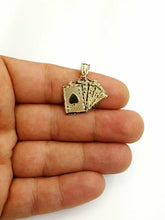 Load image into Gallery viewer, 10k yellow solid Gold playing card Pendant charm casino fine jewelry unisex 2.2g
