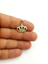 Load image into Gallery viewer, 10k yellow gold crown pendant charm fine jewelry gift necklace diamond cut 1.2g
