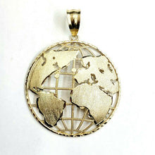 Load image into Gallery viewer, 10k yellow gold round globe planet earth world map pendant jewelry 2.56" 19.9g
