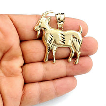 Load image into Gallery viewer, New 10k yellow Gold Goat Pendant charm diamond cut animal fine gift jewelry 6.4g
