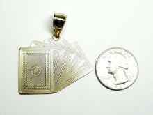 Load image into Gallery viewer, 10k yellow solid Gold playing card Pendant charm casino fine jewelry unisex 8.8g
