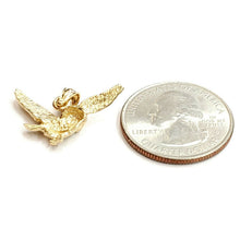 Load image into Gallery viewer, 14k yellow gold owl full body open wings pendant charm gift fine jewelry 2.5g
