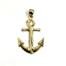 Load image into Gallery viewer, New 14k yellow Gold anchor Pendant polished charm gift fine jewelry 2.4g
