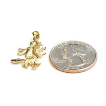 Load image into Gallery viewer, New 14k yellow Gold solid Witch on Broom Pendant charm Gift fine jewelry 2.7g
