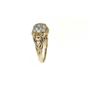 Pre owned 0.25Ct Natural Diamond 14k yellow Gold Wedding Engagement Ring Size 6