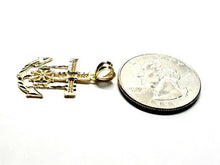Load image into Gallery viewer, 10k yellow Gold anchor and wheel Pendant charm fine gift religious jewelry 1.4g
