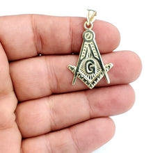 Load image into Gallery viewer, 10k yellow Gold Freemason Masonic Pendant charm gift religious jewelry 2.8g
