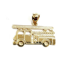 Load image into Gallery viewer, 14k yellow Gold fire truck engine firefighting car Pendant charm fine jewelry 1.8g
