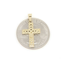 Load image into Gallery viewer, 14k yellow gold cross Jesus pendant charm with heart religious fine jewelry 1.1g
