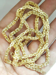 Men Women 10K solid Yellow Gold 3.3mm Byzantine Link Chain Necklace 29.75" 51.2g