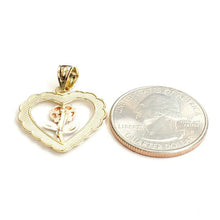Load image into Gallery viewer, New 14k 3 color solid Gold heart rose flower Pendant charm fine love jewelry 2g
