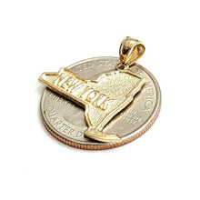 Load image into Gallery viewer, New 14k yellow gold New York outline map pendant charm gift fine jewelry 2.3g
