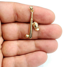 Load image into Gallery viewer, 14k yellow Gold baseball bat hat Pendant charm sport game fine jewelry gift 3.8g
