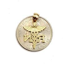 Load image into Gallery viewer, 14k yellow Gold RN caduceus medical sign nurse Pendant charm fine jewelry 1.5g
