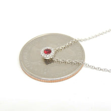 Load image into Gallery viewer, New 14k white Gold 0.18Ct real Diamond &amp; ruby necklace gift 18&quot; adjustable chain
