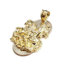 Load image into Gallery viewer, 10k yellow gold saint George pendant charm horse dragon fine gift jewelry 9.6g
