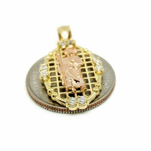 Load image into Gallery viewer, New 14k Gold two tone oval saint Jude juda Pendant charm cubic zirconia 2.9g
