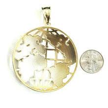 Load image into Gallery viewer, 10k yellow gold round globe planet earth world map pendant jewelry 2.56" 19.9g
